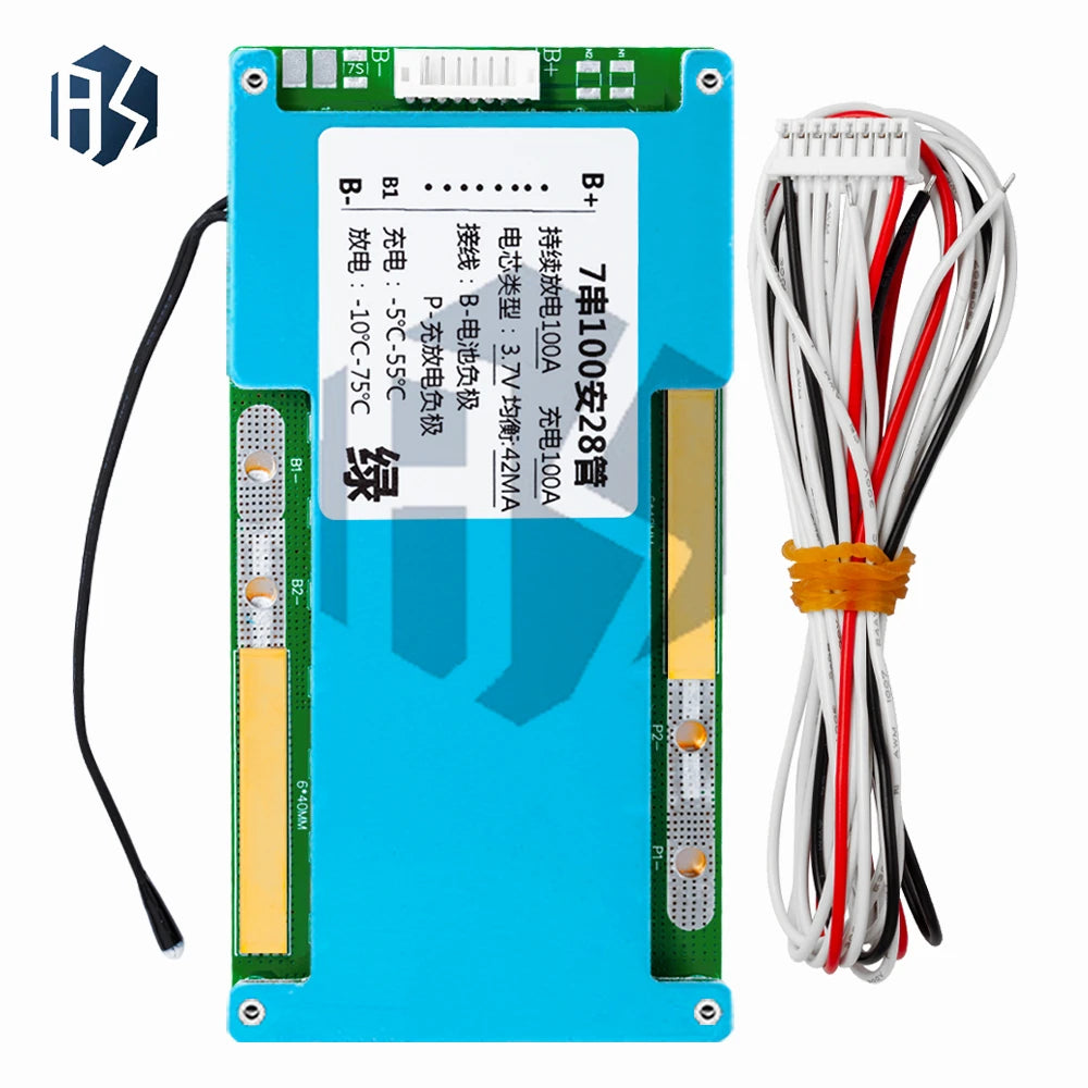 ‌7S 24V 80A-120A Li-ion/LMO Ternary Lithium Battery BMS – 18650 Cell Protection Board with Balancing, Thermal Management Zpaxo