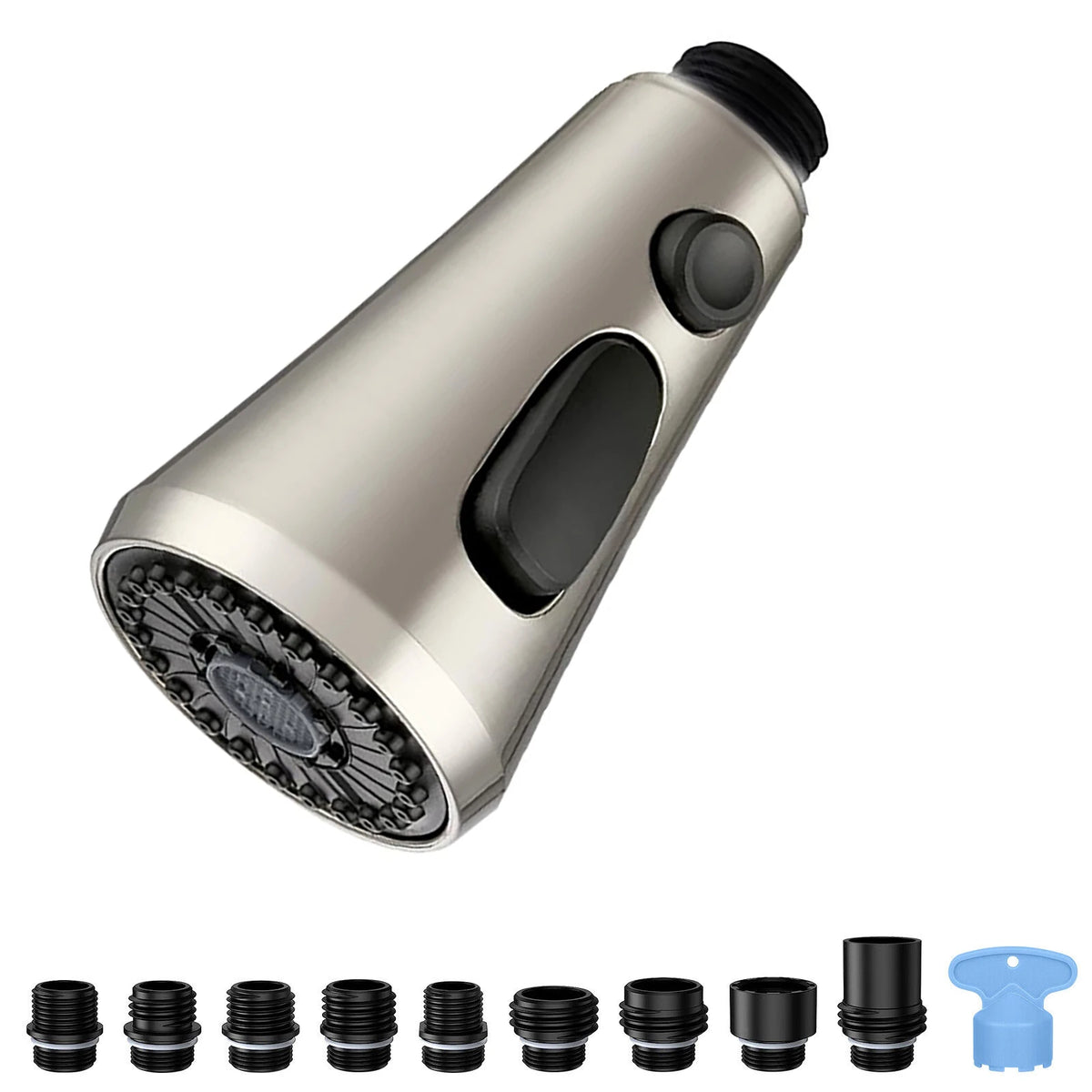 1 2 Connection Kitchen Pull Out Faucet Sprayer Nozzle 3 Modes ABS Zpaxo Brushed Nickel