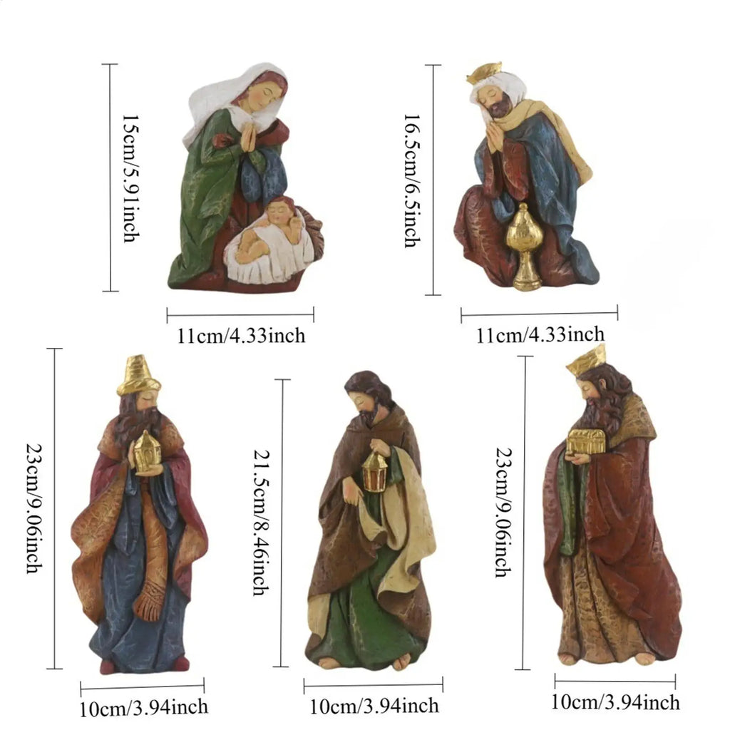 Nativity Scene Statue Resin Classic Religious Christmas Nativity Scene Ministures for Mother Children Adults Friends Porch Zpaxo