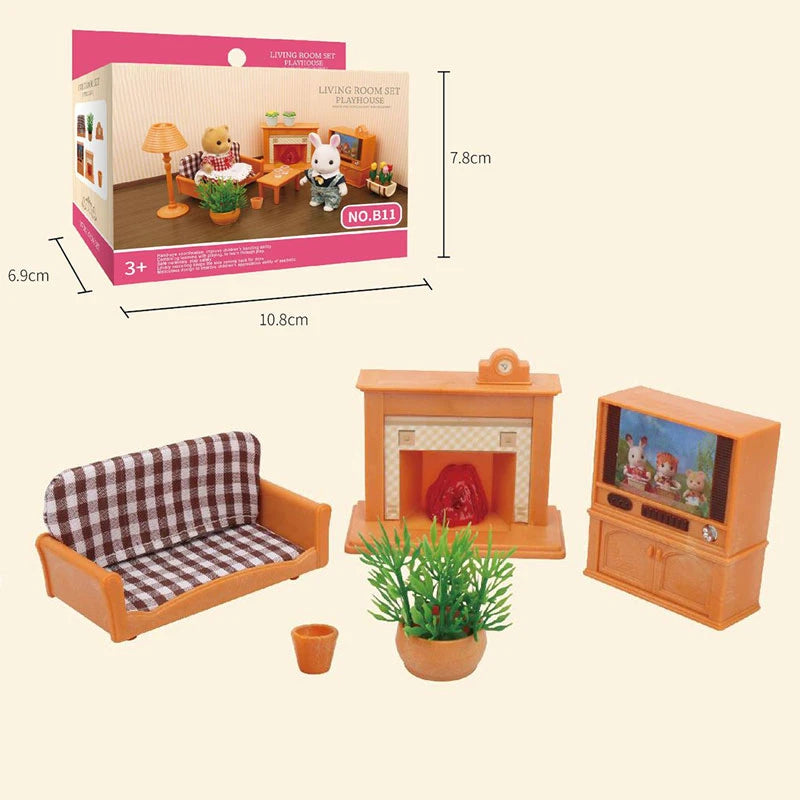 Dollhouse Furniture Bedroom Toy Simulation Forest Rabbit Family Doll Zpaxo B11