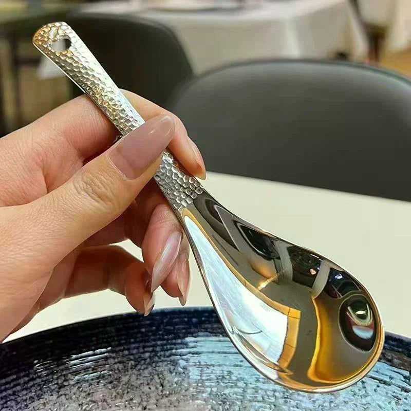 Stainless Steel Soup Spoon Silver Mirror Polished Flatware Rice Home Zpaxo