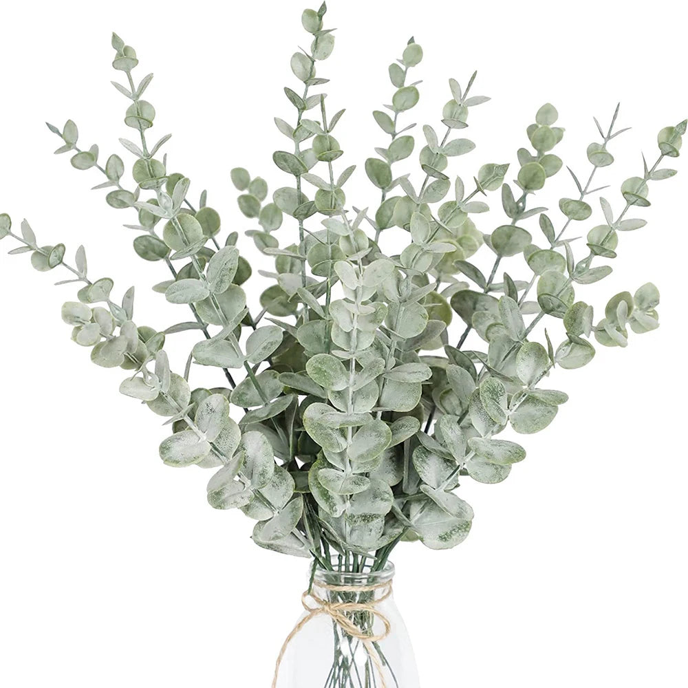 10- Artificial Eucalyptus Leaves Stems Branches Green Plants Wedding