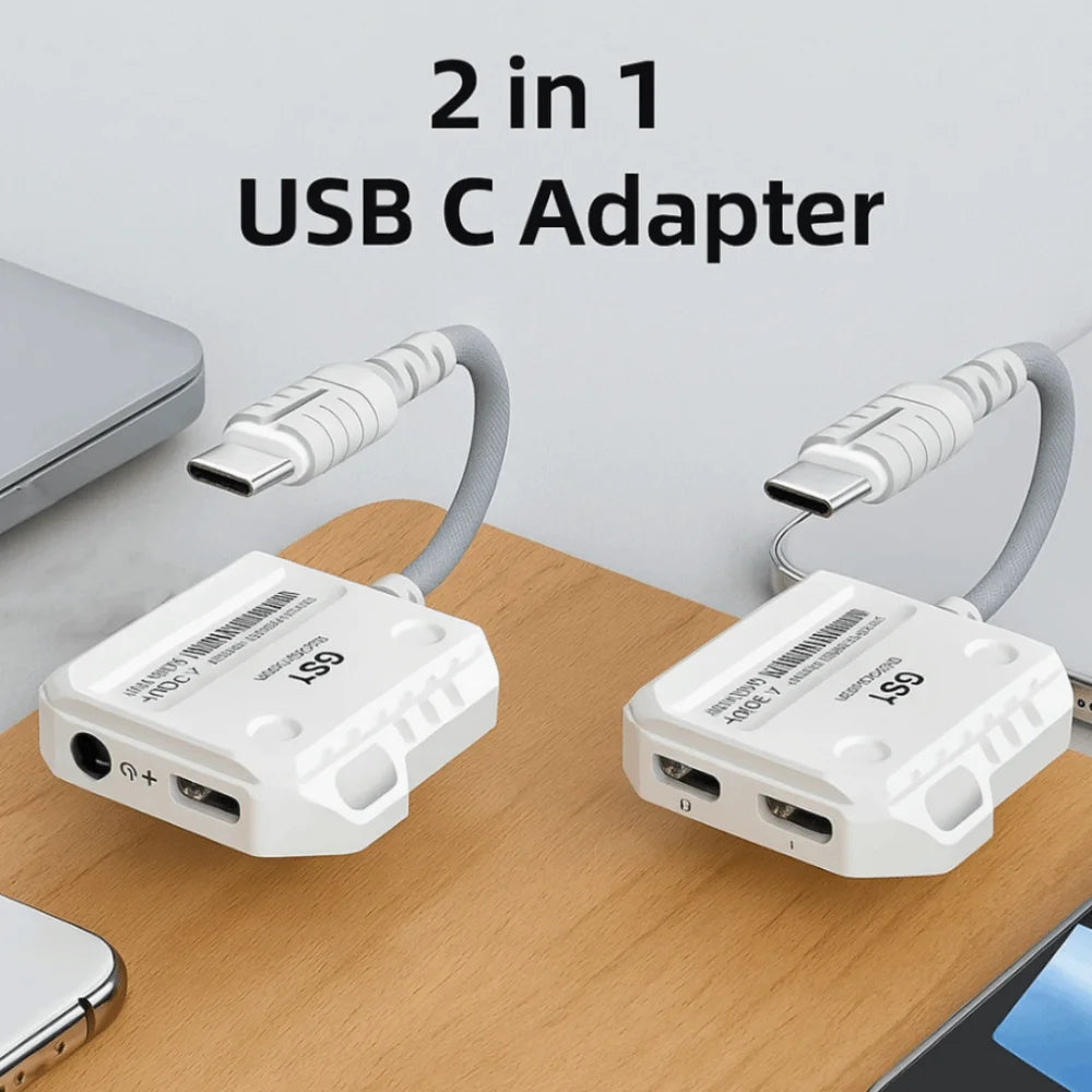 Type-c Interface 1 USB C Adapter 60W Double Port Headphone Converter Zpaxo