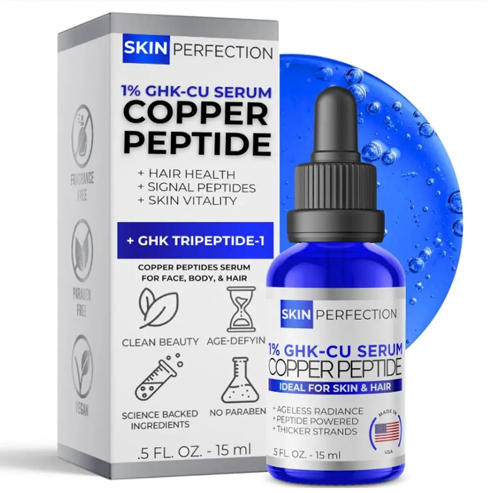 Multi Use GHK CU Copper Peptide Serum With Dropper For Face Hair And Scalp Nourishment Improves Skin Health Hair Scalp Condition Zpaxo