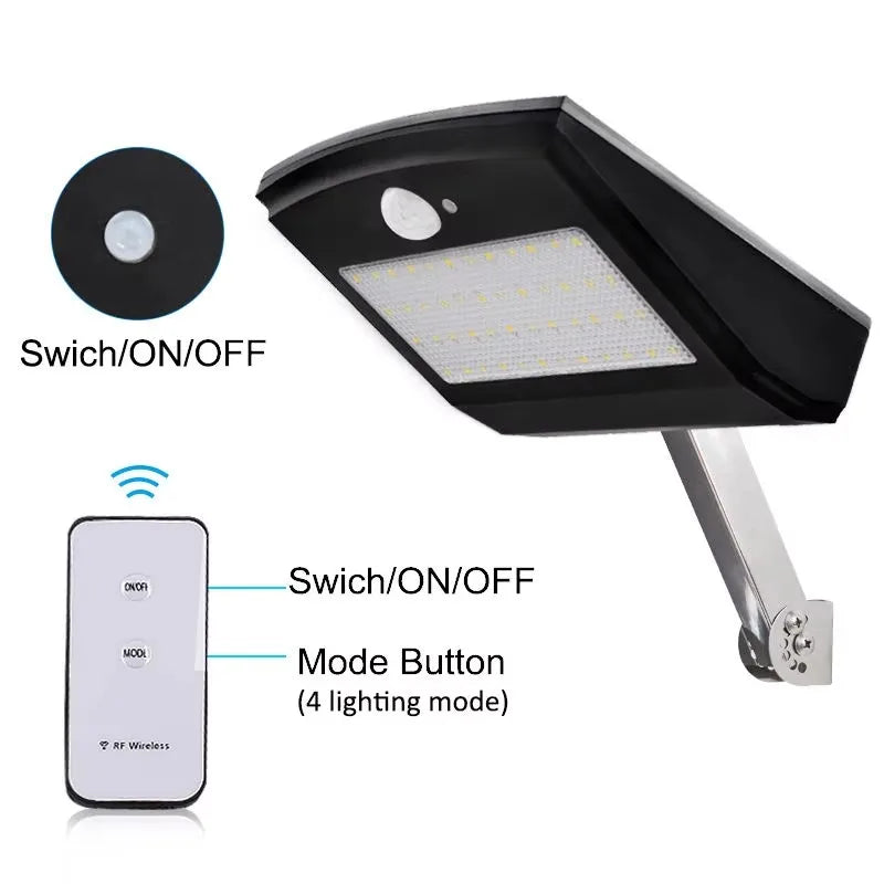 Outdoor Solar Security Light 48LED 1000lm 4 Working Modes IP65 Zpaxo