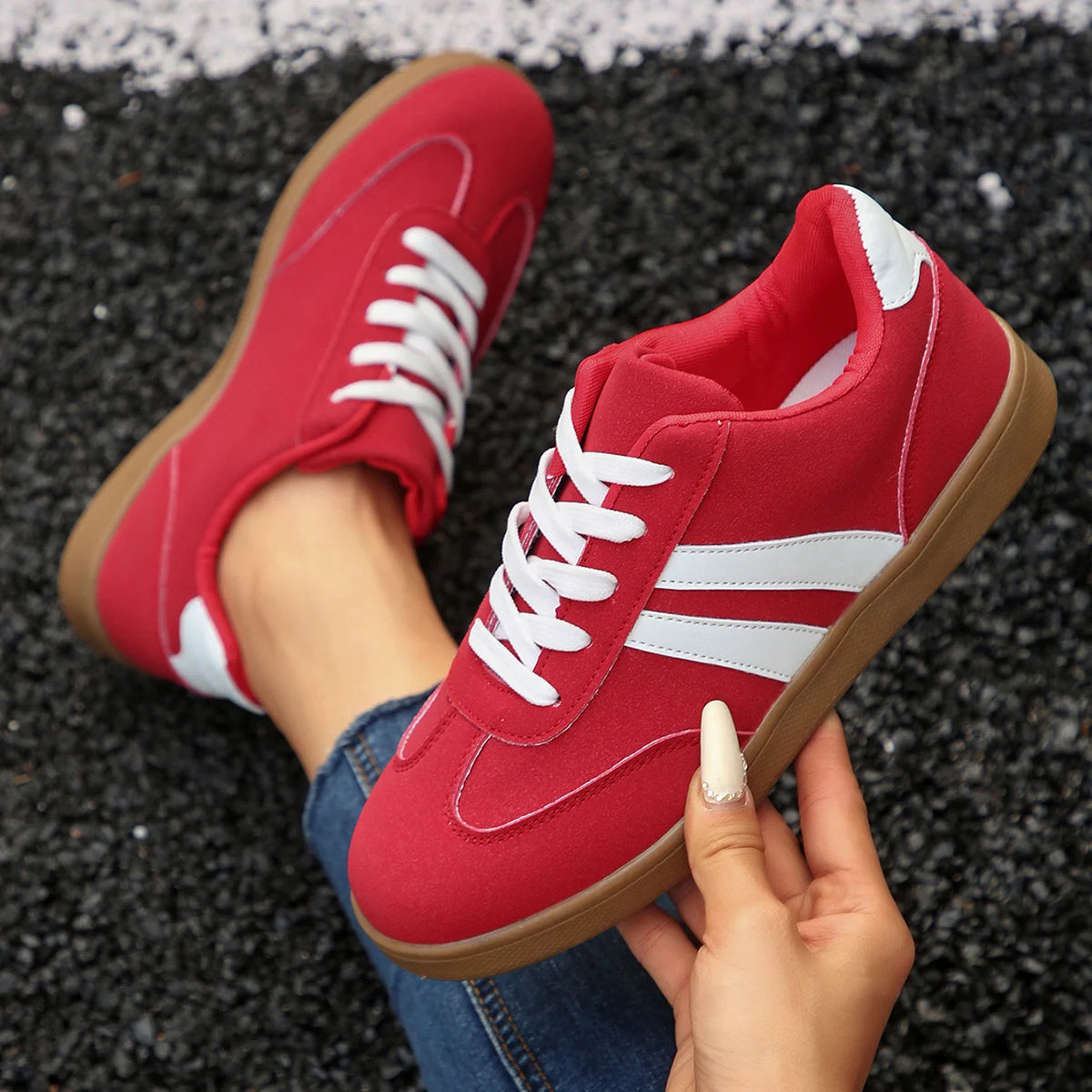 2025 Spring Autumn Women's Lace Up Sneakers Retro Flats Casual Shoes Zpaxo