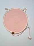 Woven cotton rope cat paw pad self feeding ball integrated sleeping pad washable and grindable scratch tool cat scratch pad Zpaxo Pink cat paw pad 42X42CM
