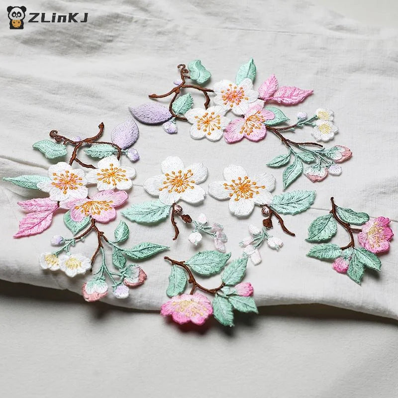 ▶1Pcs Jacket Jeans Craft Accessories Flower Embroidery Patch Iron On Elegant Patches For Clothes Bags DIY Embroidered Stickers Zpaxo