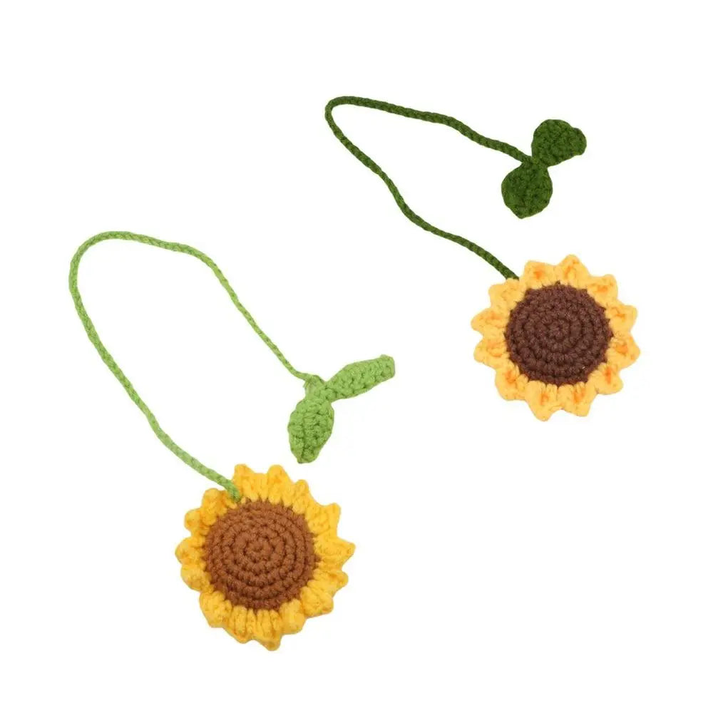 Multipurpose Car Handmade Crochet Sunflower Accessories Toy Brown Zpaxo