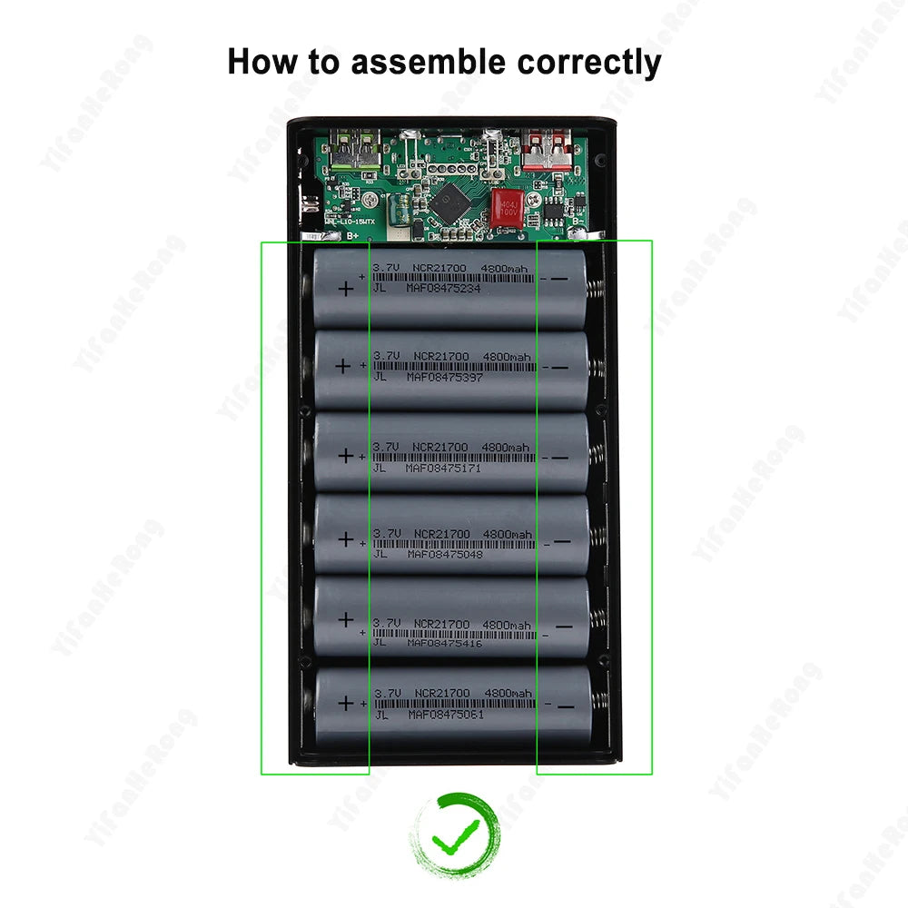 DIY Detachable Fast Charge Power Bank Wireless Charging Box LCD 6x21700 Battery 5W 10W 22.5W QC3.0 Zpaxo