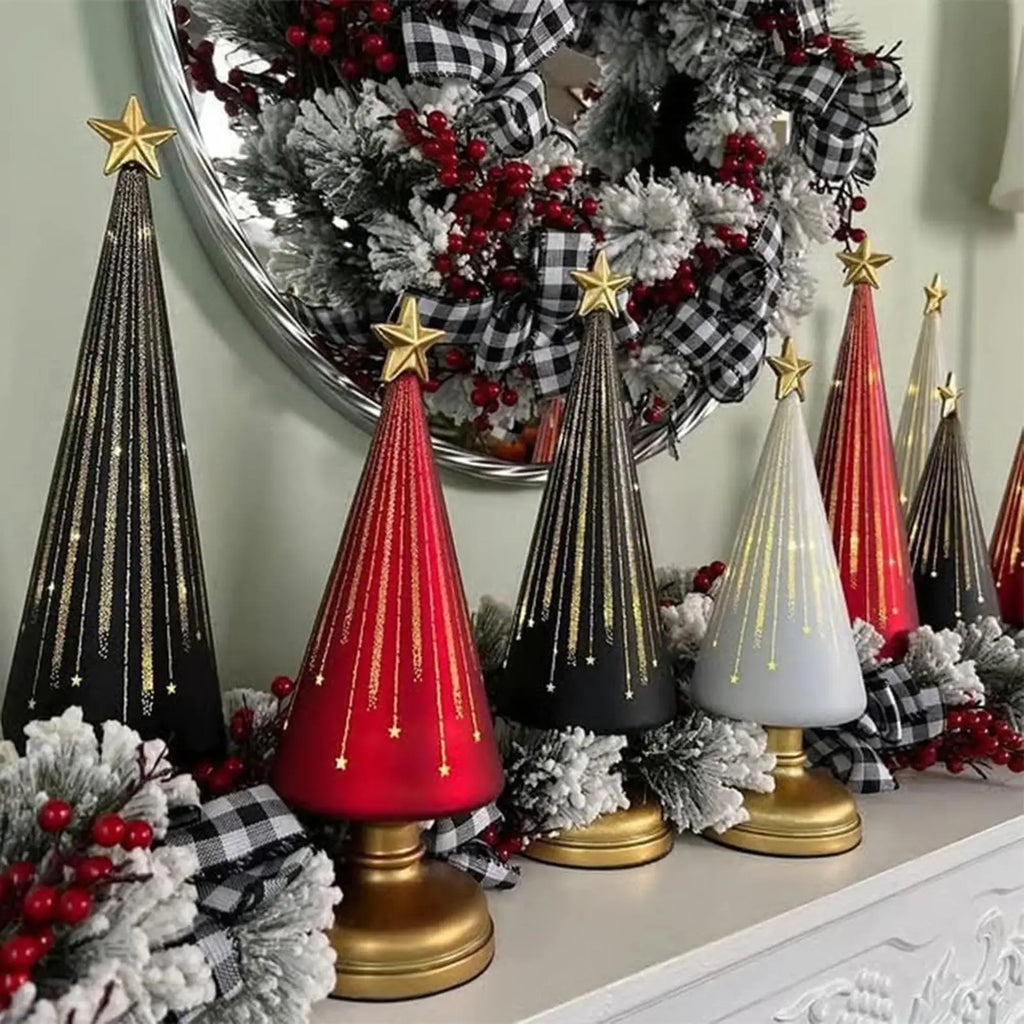 Starry Christmas Tree 3 Pieces Resin Christmas Tree with Lights Holiday Decorations for School Classroom Living Room Apartment Zpaxo