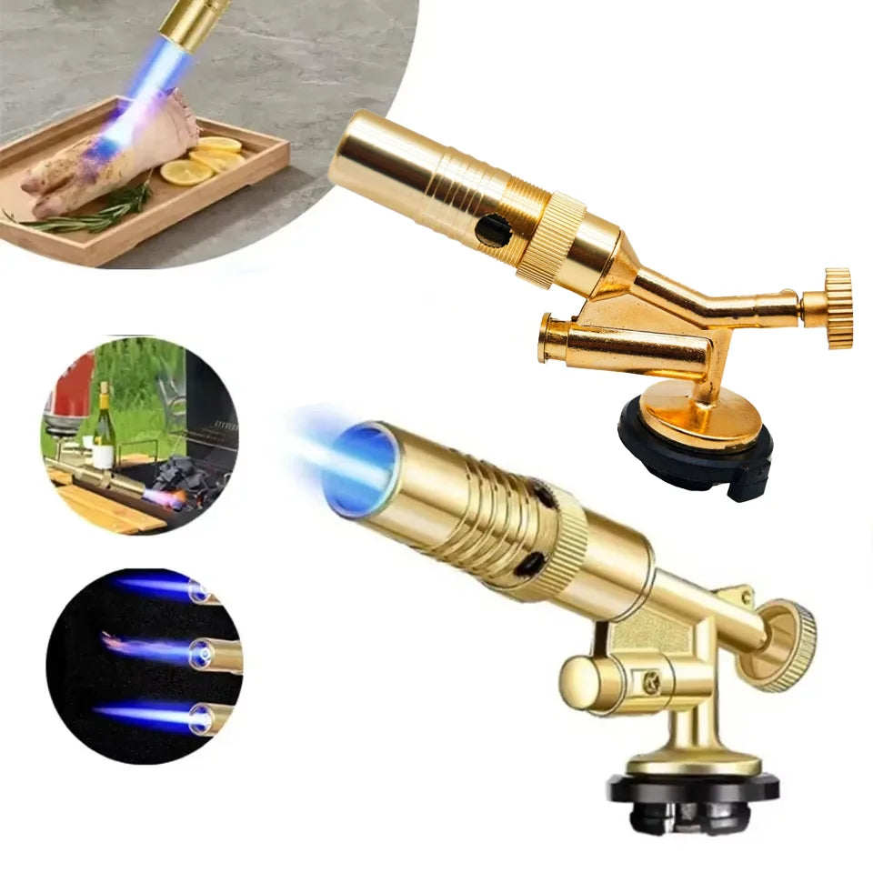 Portable Gold Copper Gas Welding Torch High Temperature Flame for BBQ Cooking Brazing Zpaxo