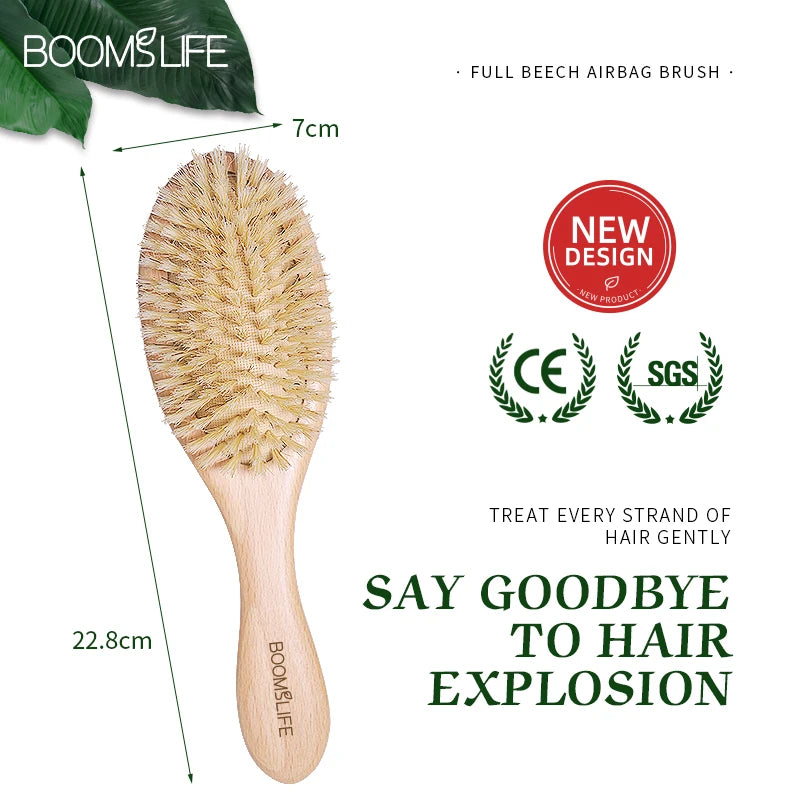 BOOMSLIFE Boar Bristle Hair Brush – Wood Comb for Thick Hair Boar Bristle Hair Brush Zpaxo