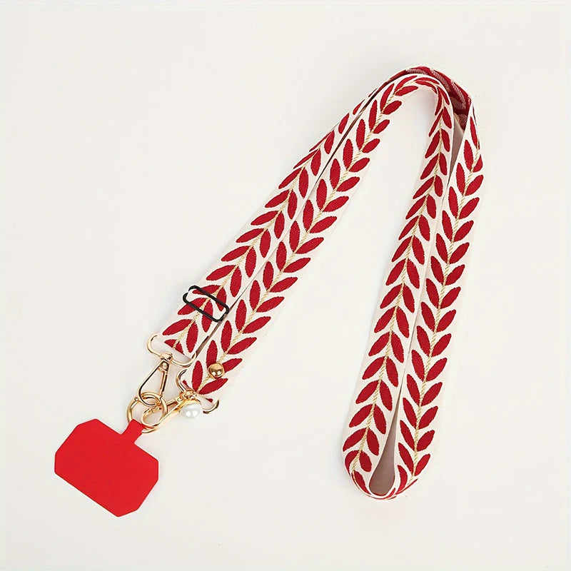 Pearl Adjustable Mobile Phone Lanyard Long Crossbody Neck Strap Zpaxo Red