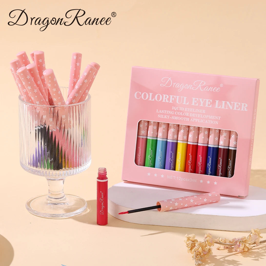 12Pcs/Set Eyeliner Pen Set, Quick-Drying, Smooth, Non-Smudging, Ultra-Fine, Long-Lasting, Non-Fading, Precise Application, Holiday Party Eyeshadow Pen Set Zpaxo