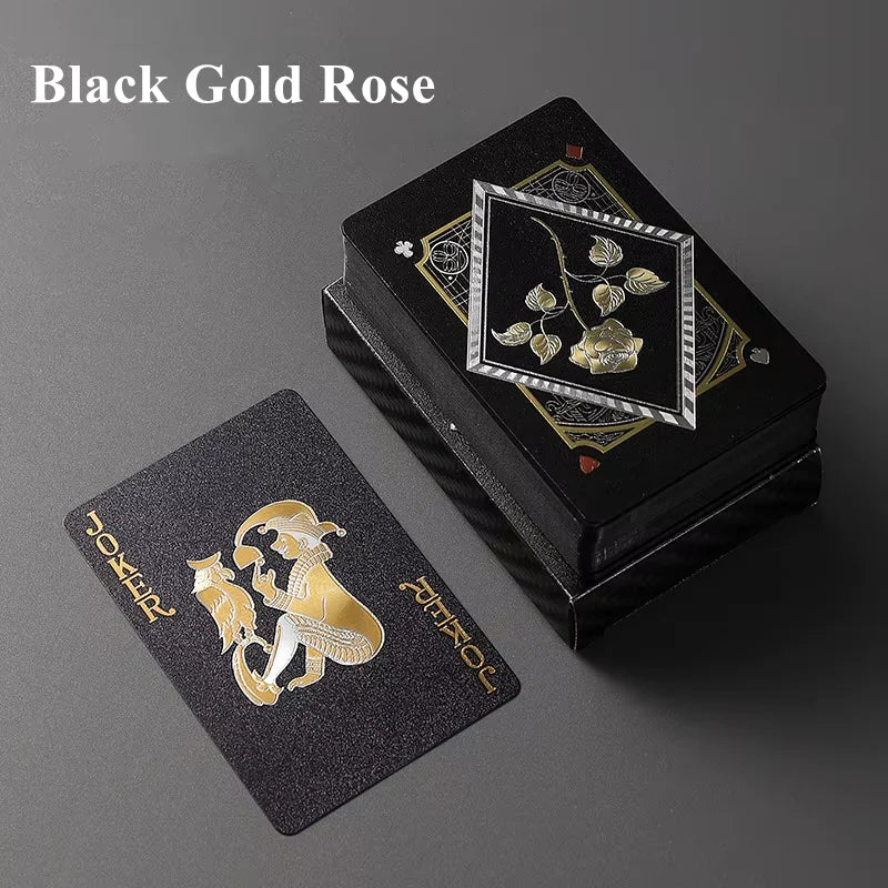 Waterproof Black Foil Playing Cards – 54-Card Poker Deck
