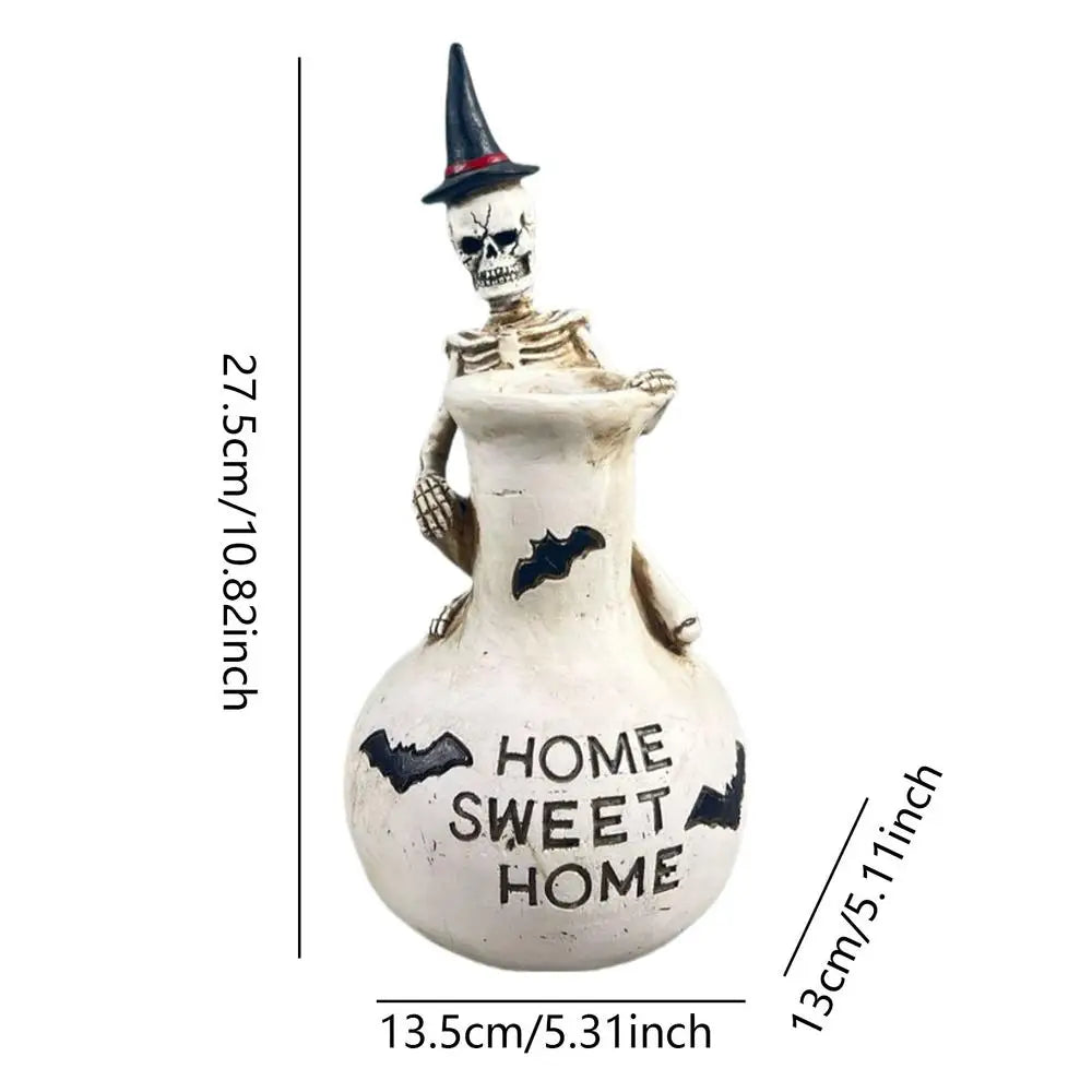 Skull Vase Halloween Gothic Skeleton Decoration Desktop Holding Home
