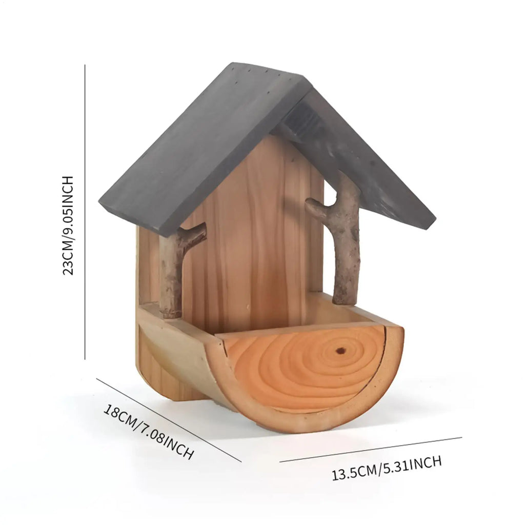 Bird House Feeder Wall Mount Wooden Weatherproof Feeding Tool Balcony