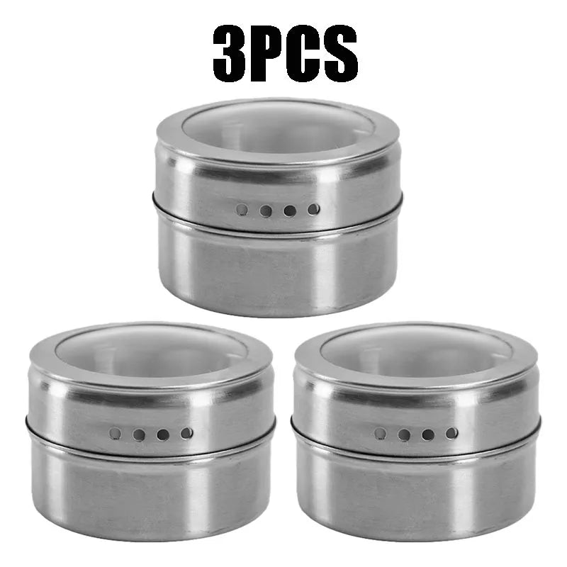 Magnetic Spice Jar Stainless Steel Tins Pepper Spray Tools Seasoning Zpaxo 3PCS