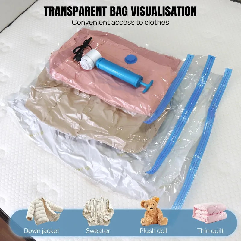 Thickened Vacuum Storage Organizer Bags Transparent Quilt Vacuum Bags Storage Bags Household Clothing Storage and Sorting Bag Zpaxo