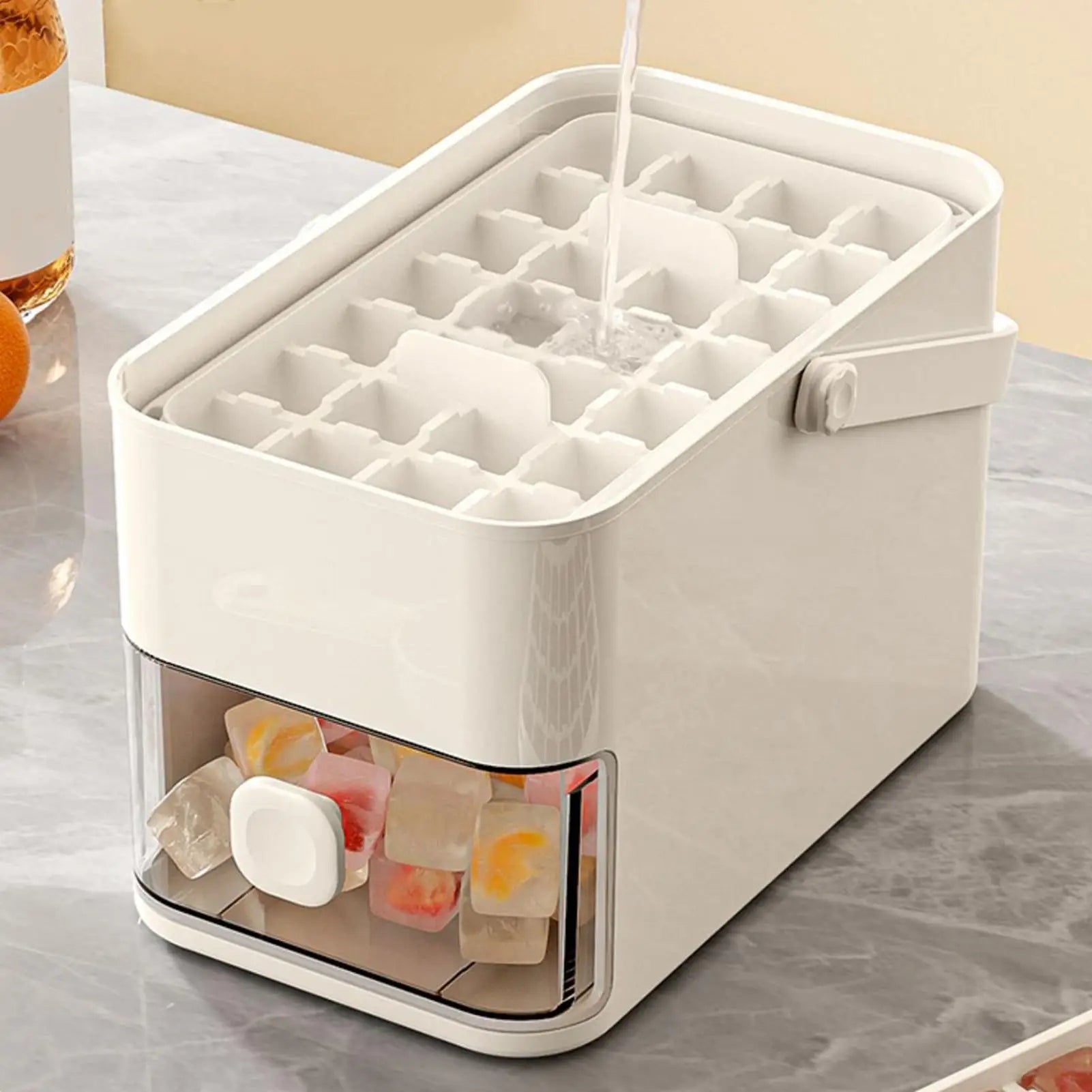 Ice Tray Box 56-Cavity Reusable Double-layer Press Lid Portable Maker
