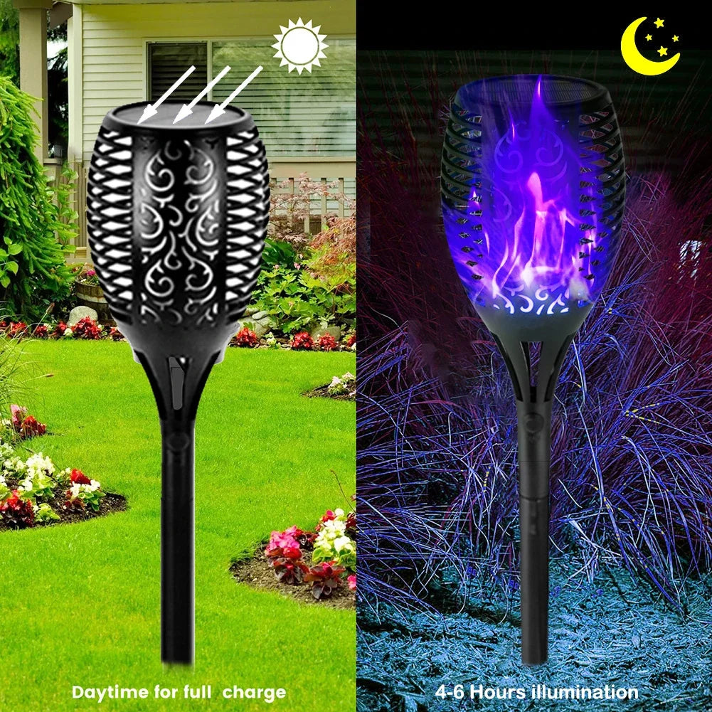 Outdoor Solar Flame Light Flickering Blue RGB Purple Lamp Waterproof Zpaxo