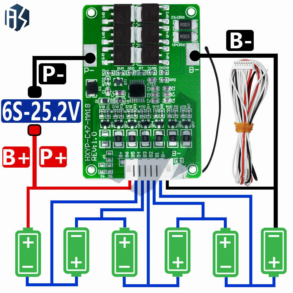 18650 BMS Board 4S 5S 6S 7S 16 8V-21V 20A Protection LMO Ternary Zpaxo