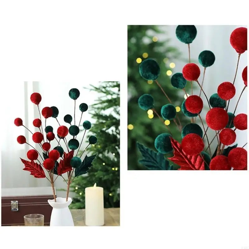 Christmas Tree Ornament Stem Delicate Velvety Ball DIY Wreath