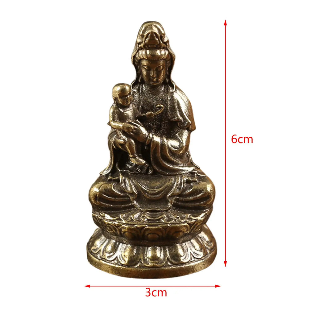 Avalokitesvara Statue Goddess of Mercy Figurine Holding A Kid Chinese Feng Shui Gift,Buddhist Guanyin Statue for Living Room Zpaxo