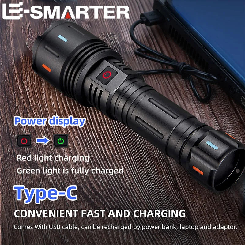 ESMARTER 2000 Lumen Zoomable Tactical Flashlight – 5 Modes IPX6