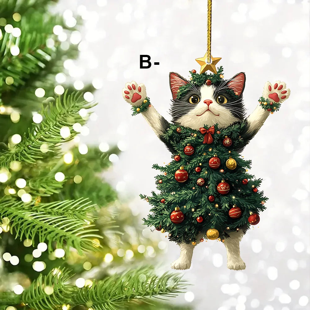 Acrylic Cat Christmas Ornament – Cute Xmas Tree Hanging Pendant Christmas Tree Ornament Zpaxo