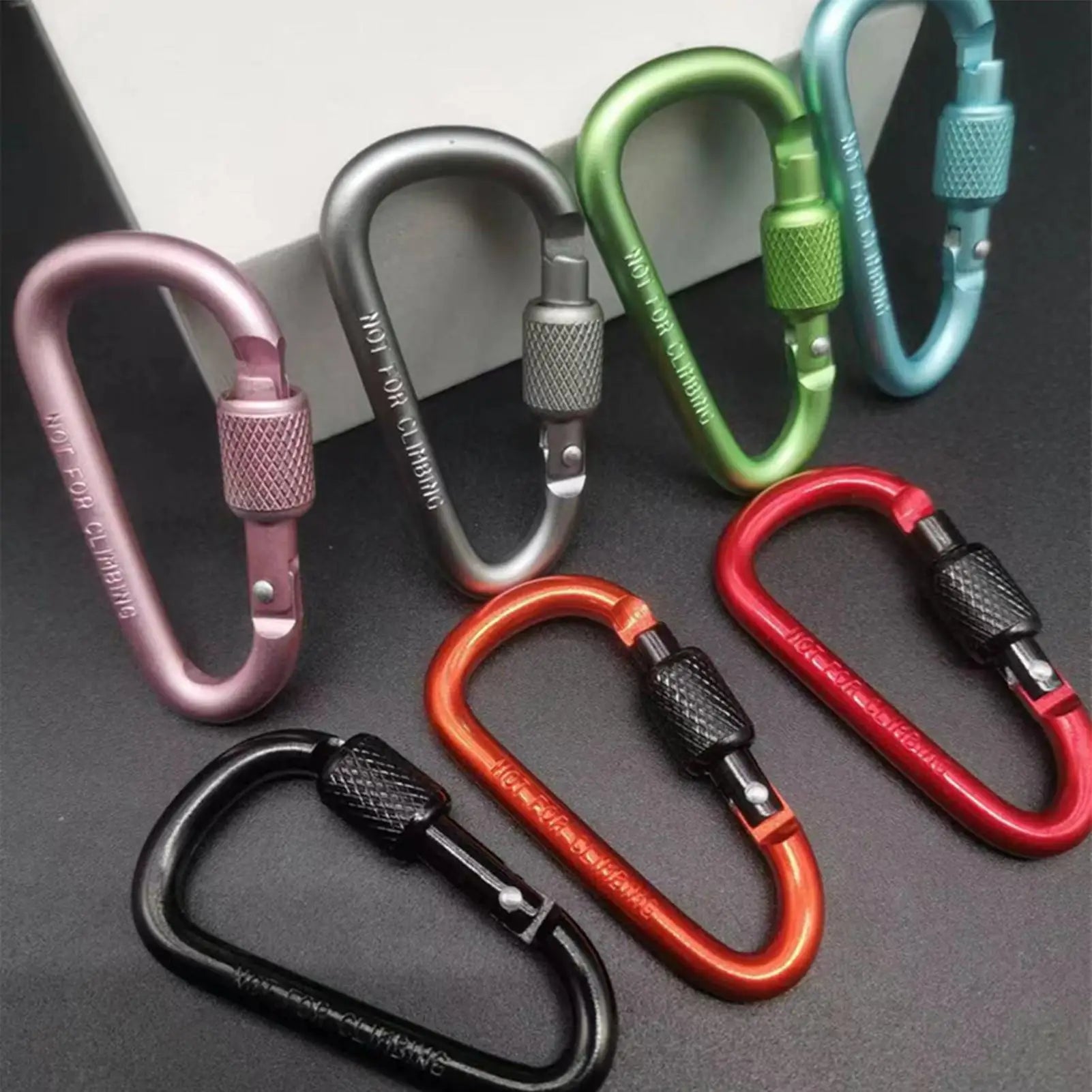 D-shape Carabiner Aluminium Alloy Sports Keychain Multi Colors with Lock D-shape Carabiner Camping Hiking Hook Outdoor Tool Zpaxo