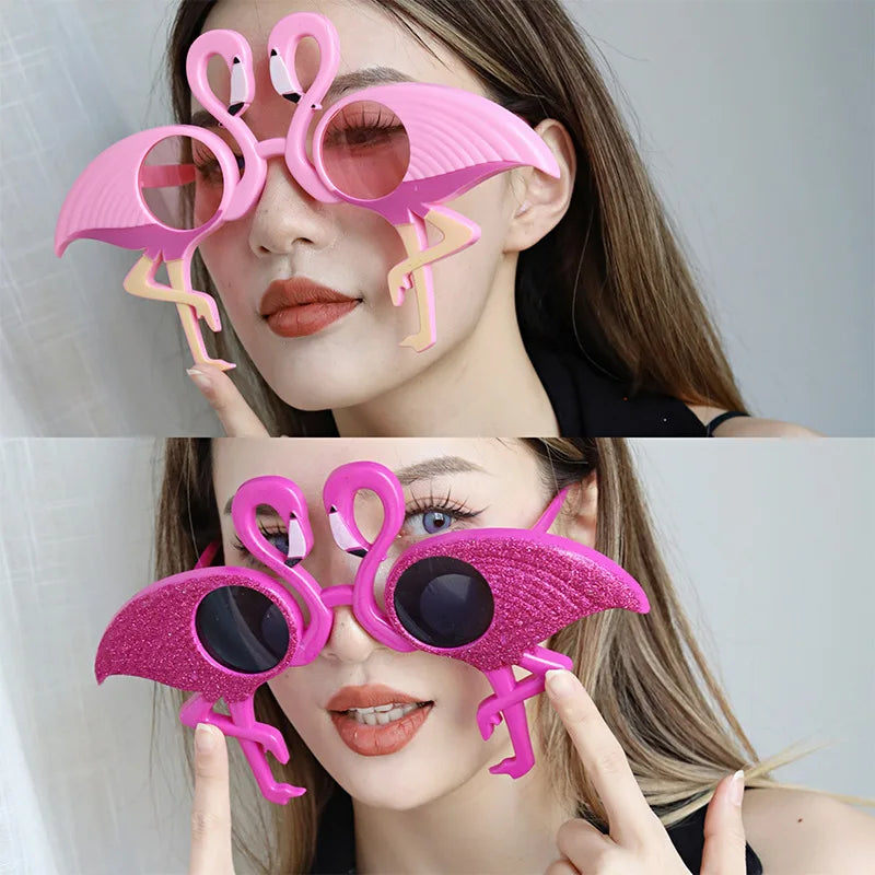 Hawaiian Plastic Glasses Flamingo Pineapple Sunglasses Summer Beach