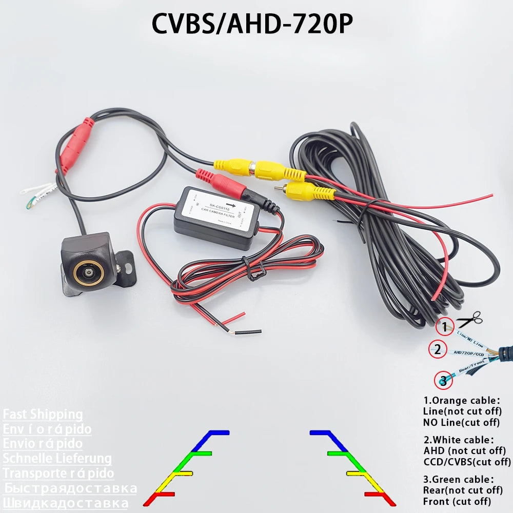170 Degree AHD 1080P CVBS Car Rear View Camera 12V Power Filters