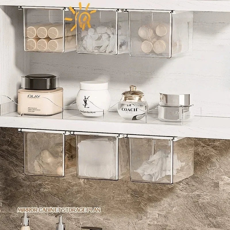 Transparent Pull-Out Drawer Storage Box – Bathroom Organizer