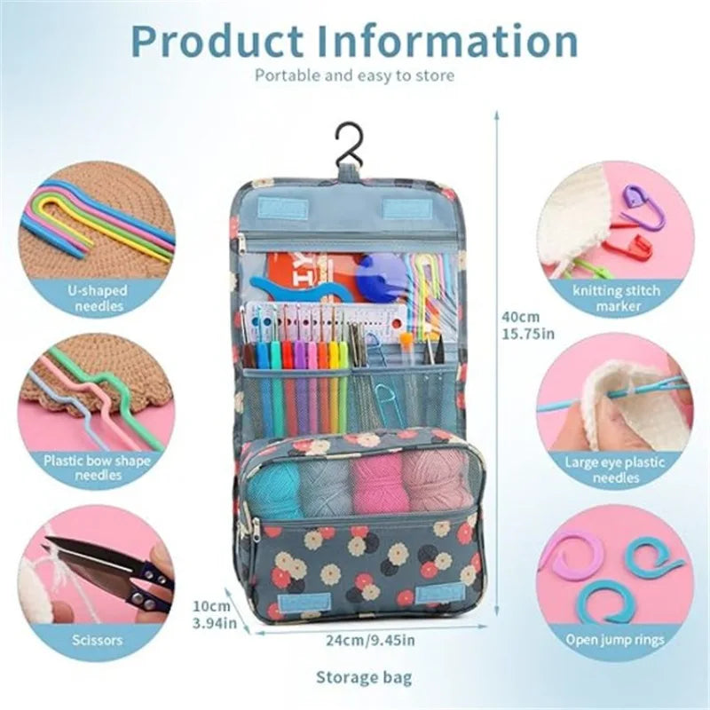 130 Piece Knitting Crochet Hook Set Home Use Sewing Tool DIY Craft Crochet Knit Markers Needles Tools Weaving Accessories With Zpaxo