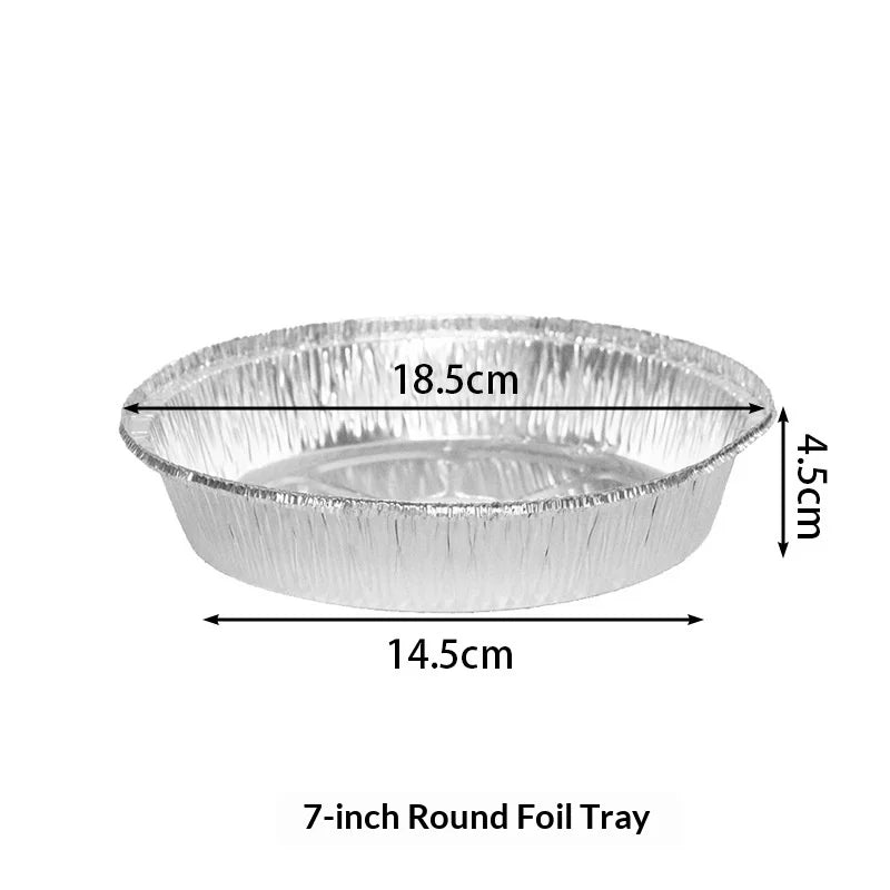 10Pcs Tin Foil Box, Air Fryer, Specialized Tin Foil Tray, Disposable Circular Tin Foil Bowl for Household Use, Oven Baking Bowl Zpaxo 7 inches 10pcs