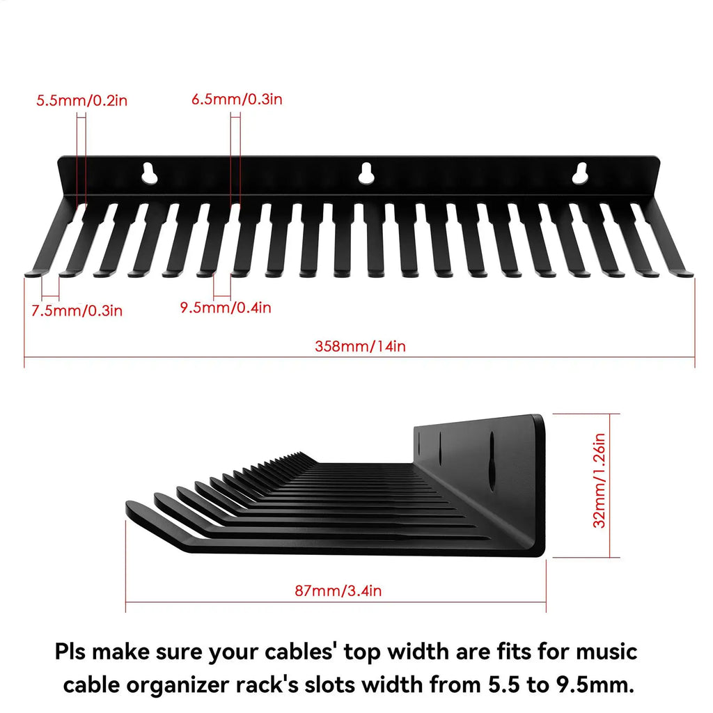 19-Slot Wall Mount Cable Organizer Sturdy Steel Rack Holder Workshop