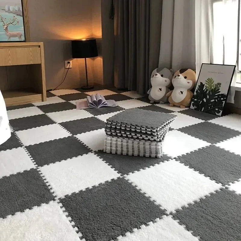 30 Plush Shaggy Interlocking Foam Carpet Tiles Kid Squares Protective