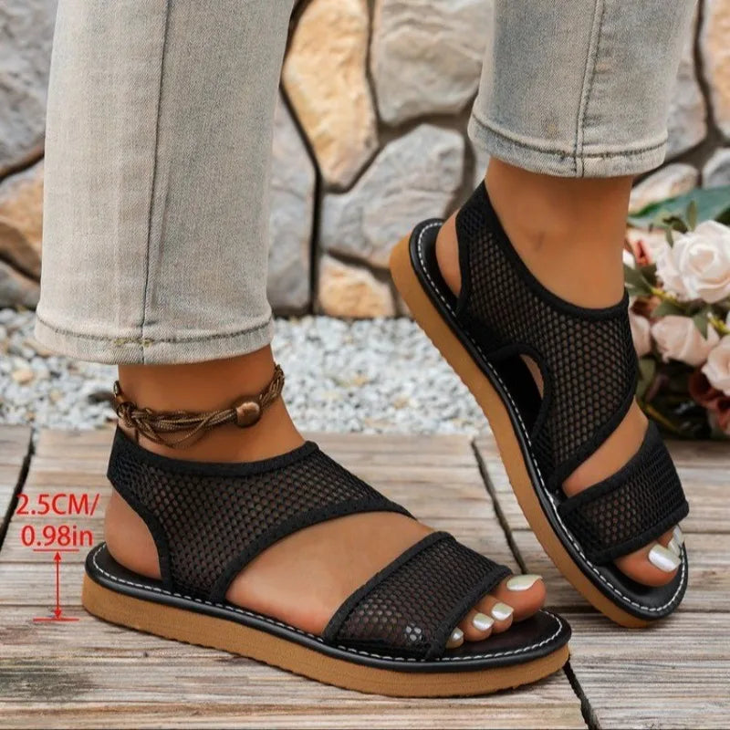 2025 Women Sandals Flat Buckle Strap Femme Beach Lightweight Shoes Zpaxo