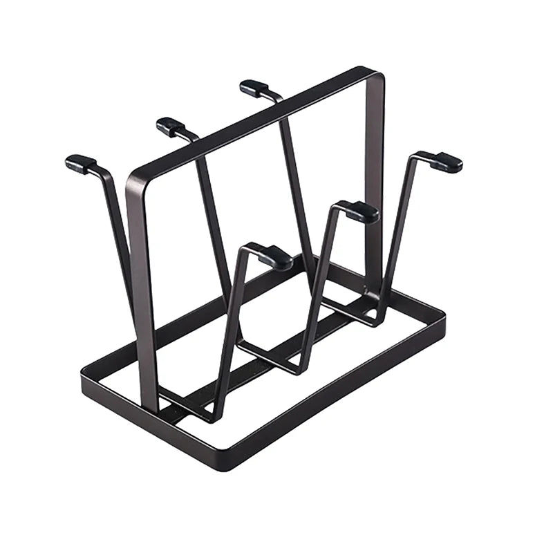 For Drinking Glass Containers With Protective Rubber Ends Hooks Hanging Drying Rack 6 Hook Organizer Steel Bottle Cup Zpaxo Black