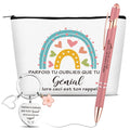 French Inspirational Coworker Appreciation Gifts Set Include Inspirational Keyring Rainbow Toiletry Makeup Bag Zpaxo A