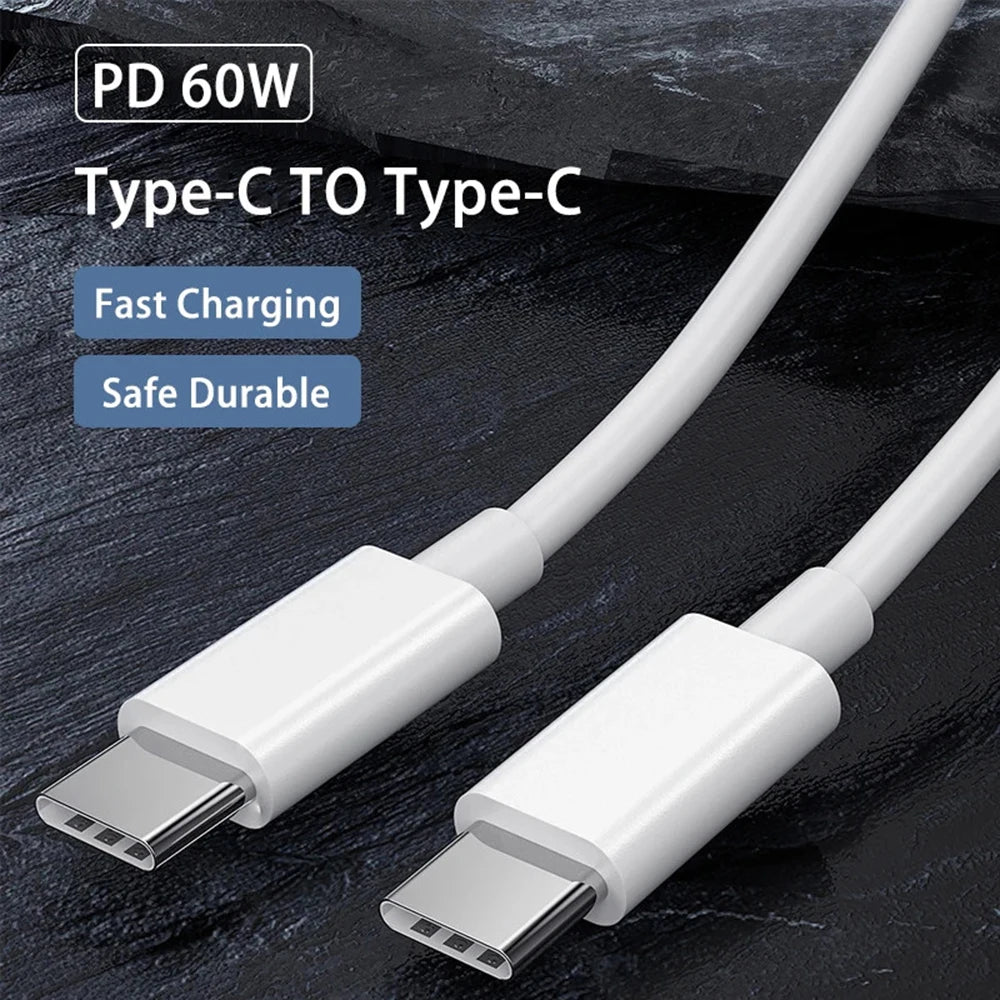 PD 60W USB C to USB Type C Cable Fast Charge Data Cables For iPhone Samsung Xiaomi Macbook iPad Data Line Type C To Type C 1m 2m Zpaxo