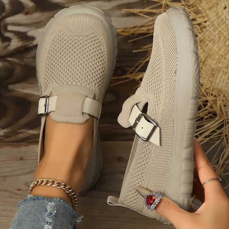 Women's Mesh Fabric Breathable Comfortable Vintage Wedge Mid Heel Zpaxo Beige 38