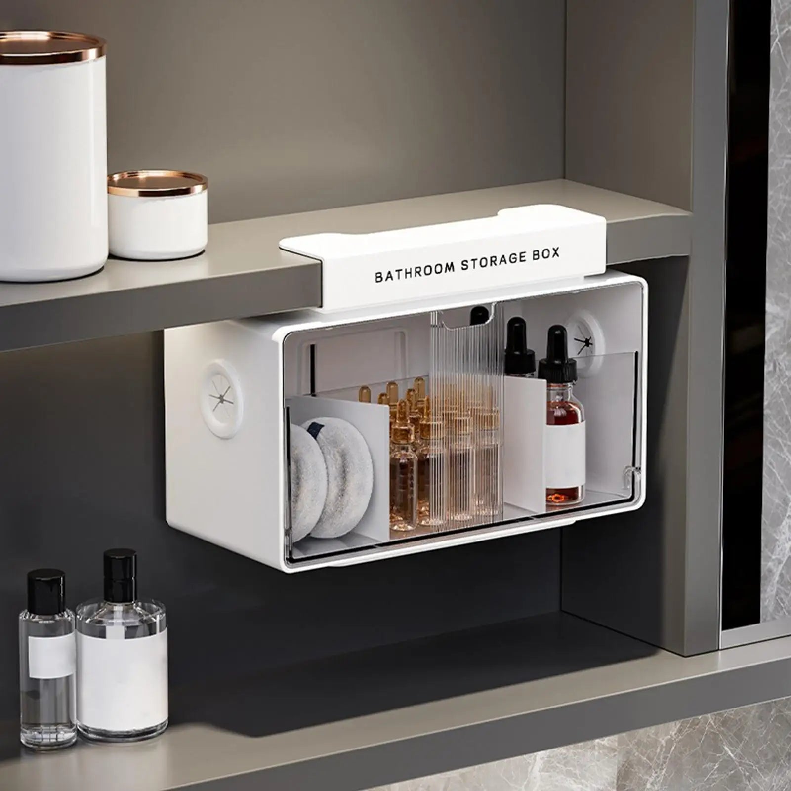 Bathroom Vanity Organizer Clear No-drill Removable Box Small
