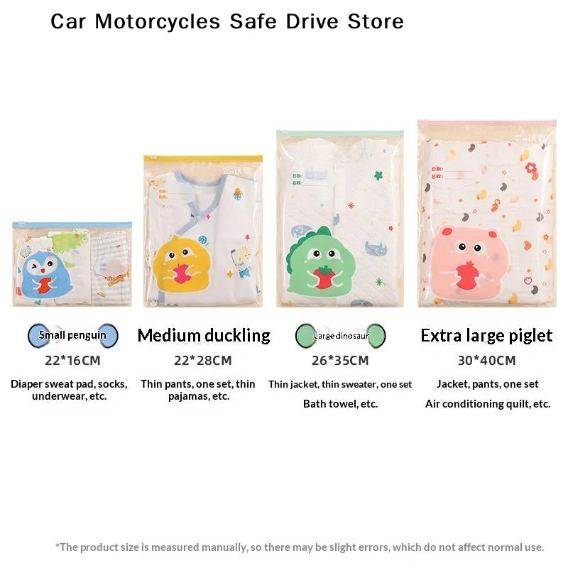 M5 Cute Cartoon Baby Clothing Storage Bags Waterproof Resealable