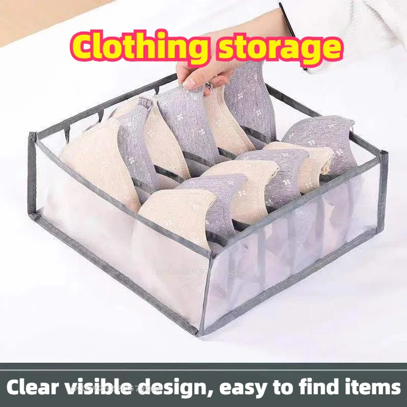 Clothes Organizer for Socks Home Separated Underwear Storage Box Bra Organizing Breathable Mesh Bag Foldable Laundry Basket Zpaxo
