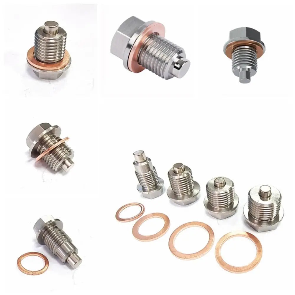 M12 M16 M18 M20 Oil Drain Plug Stainless Steel with Neodymium Magnet Oil Pan Plug with Copper Gasket Magnetic Oil Drain Sump Nut Zpaxo