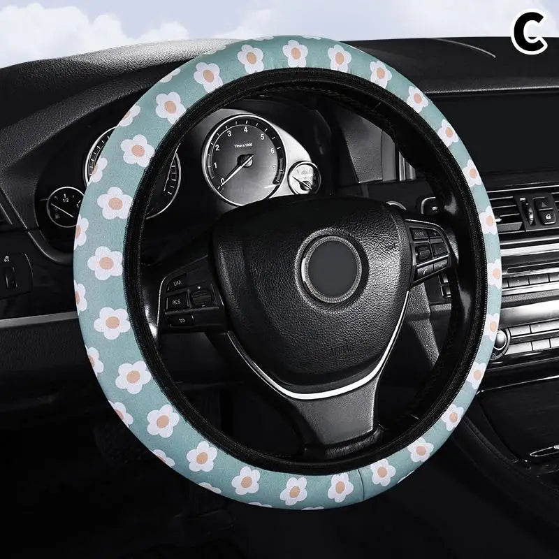 Floral Anti-Slip Universal Car Steering Wheel Cover 38cm