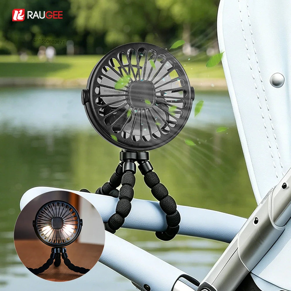 Portable Clip Fan Mini Baby Stroller 360 Rotate Outdoor Octopus